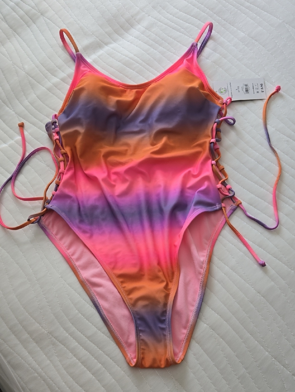 Tie-Dye Gradient One-Piece Swimsuit - Pink, Orange & Purple